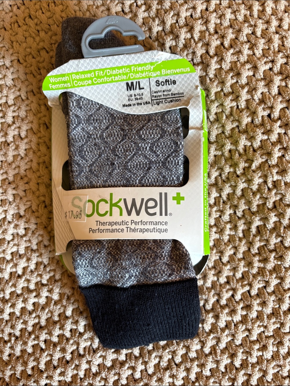 SOCKWELL Therapeutic Performance Socks Diabetic Bamboo Merino Wool 8-10.5
